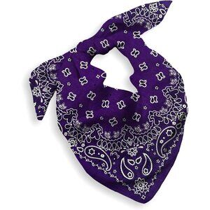 Women's Purple Cotton Bandana Large Cowgirl Imported Handkerchief Headband Scarf